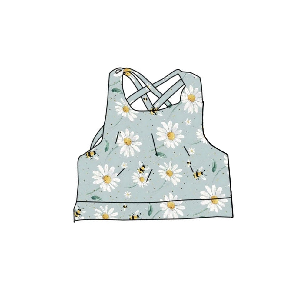 Flowers color girls yoga crop top preorder