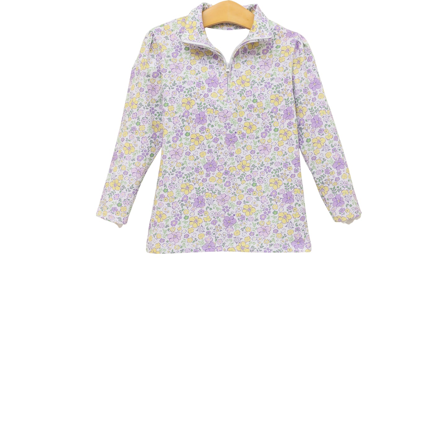 Lavender yellow floral girl long sleeve yoga pullover top preorder