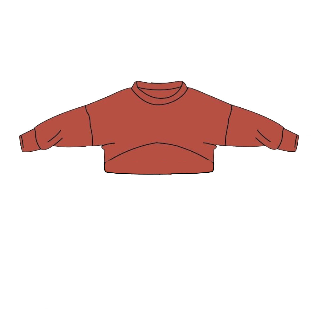 orange color girl long sleeve crop top preorder