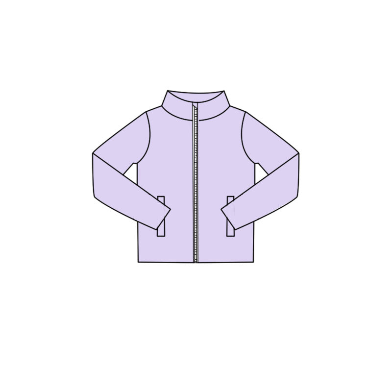Lavender color girls long sleeve yoga zip coat top preorder