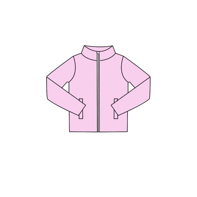 Pink color girls long sleeve yoga zip coat top preorder