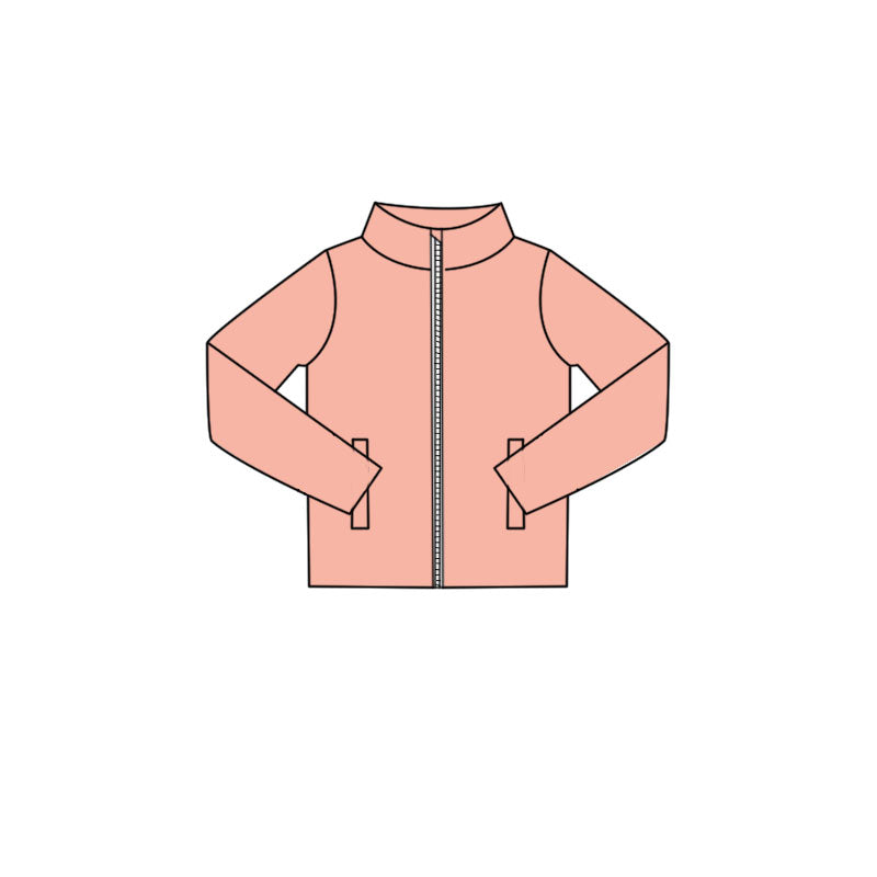 Pink color girls long sleeve yoga zip coat top preorder