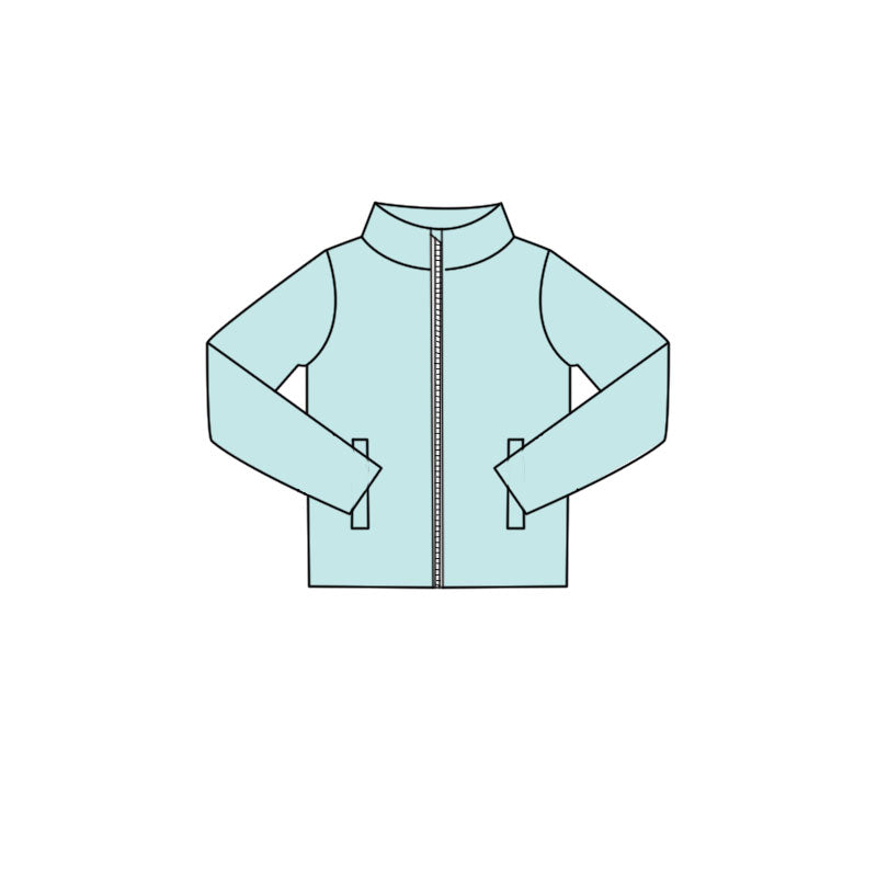 Blue color girls long sleeve yoga zip coat top preorder