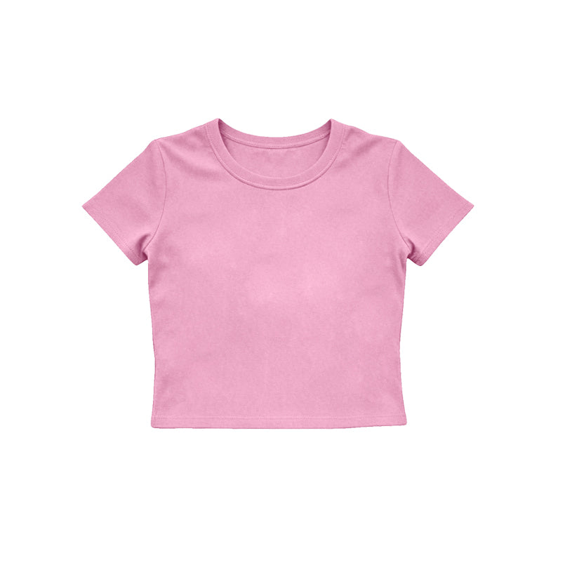 Pink color girls yoga short sleeve top preorder