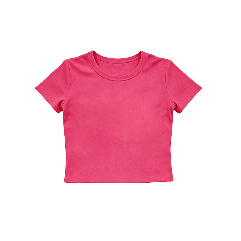 Hot pink color girls yoga short sleeve top preorder