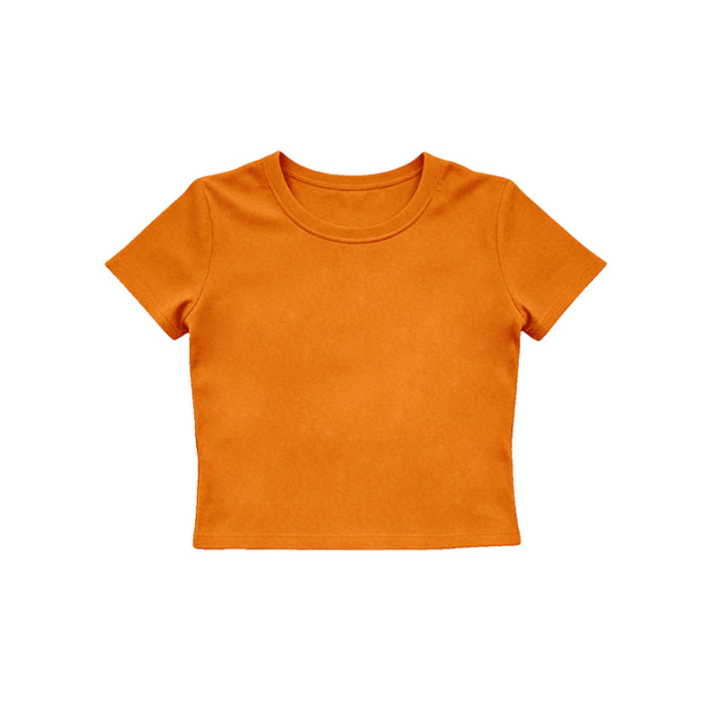 Orange color girls yoga short sleeve top preorder