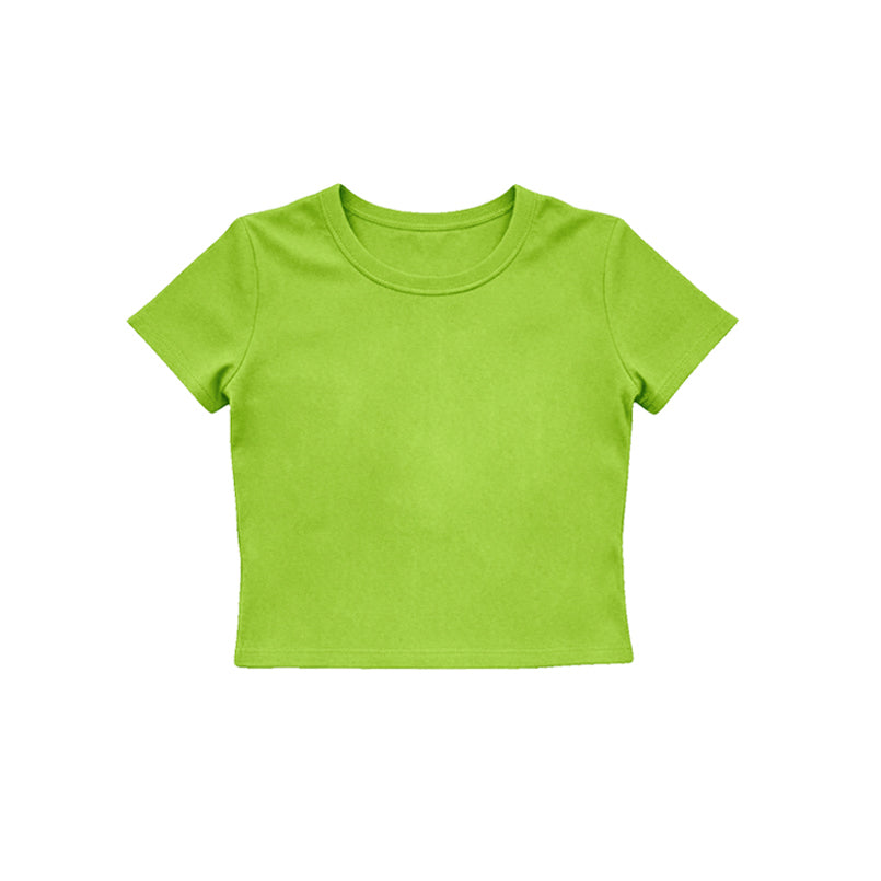 Lime green color girls yoga short sleeve top preorder