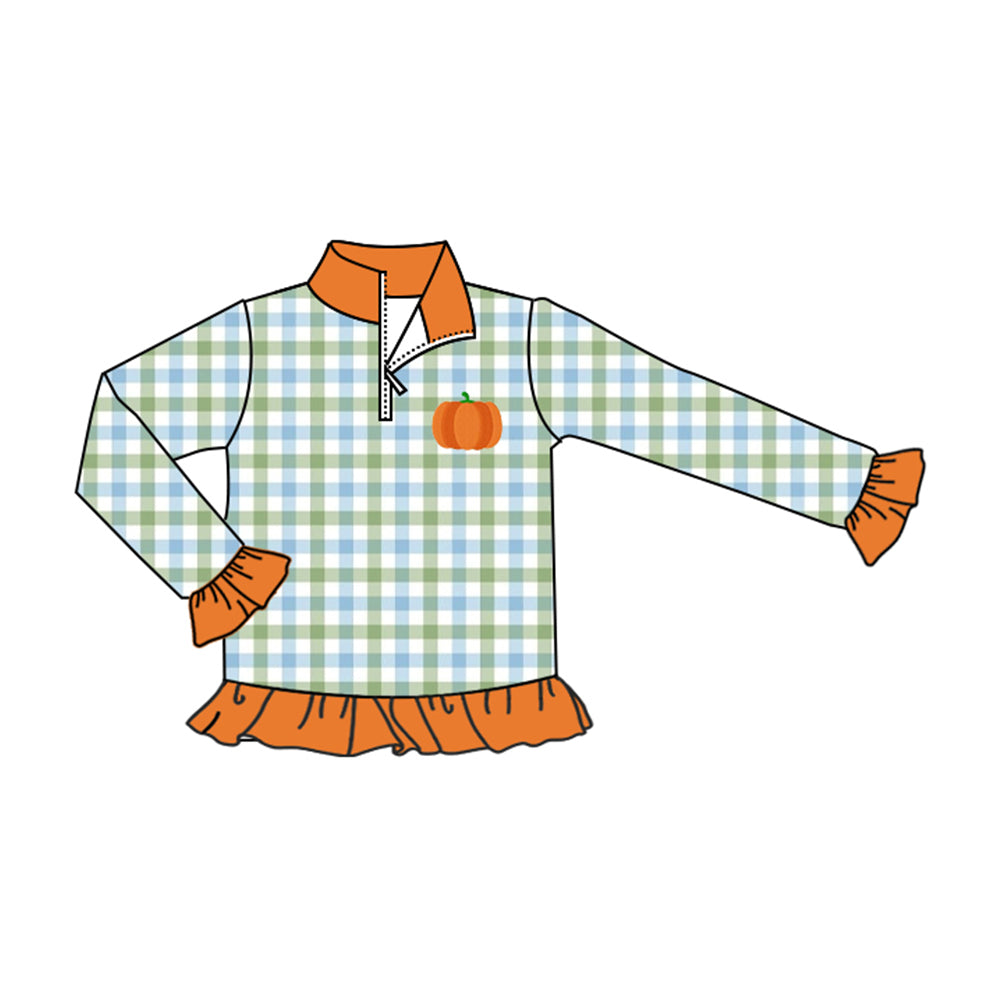 Fall pumpkin kids girl long sleeve pullover top preorder