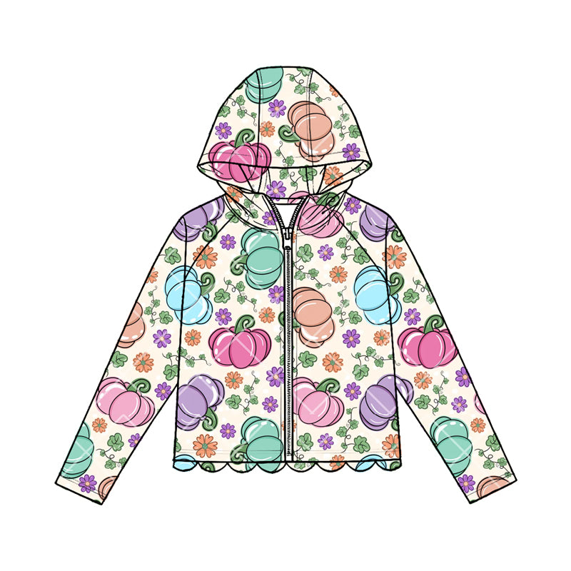 Fall pumpkin kids girl long sleeve hoodie top preorder