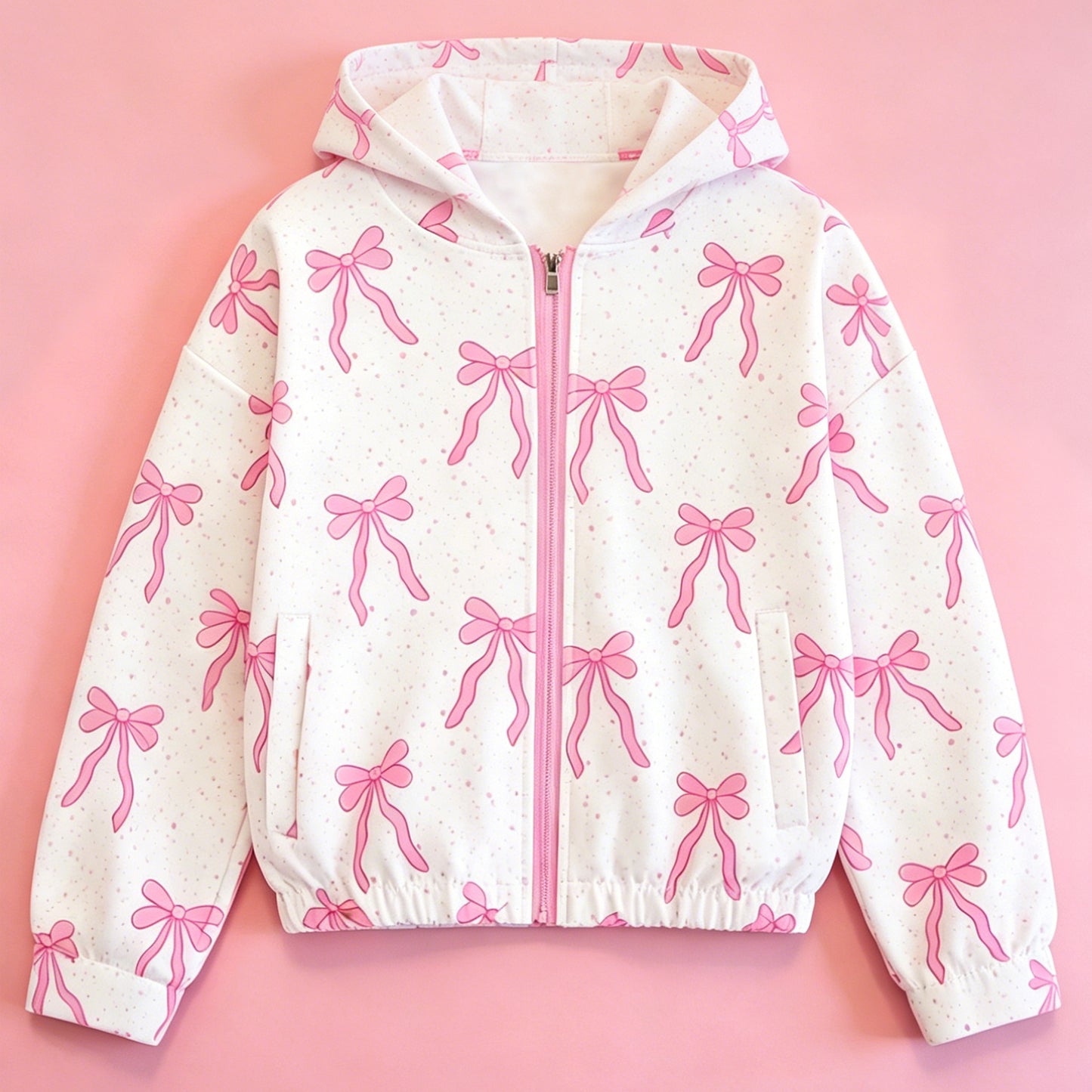 Pink bow kids girl long sleeve hoodie top preorder