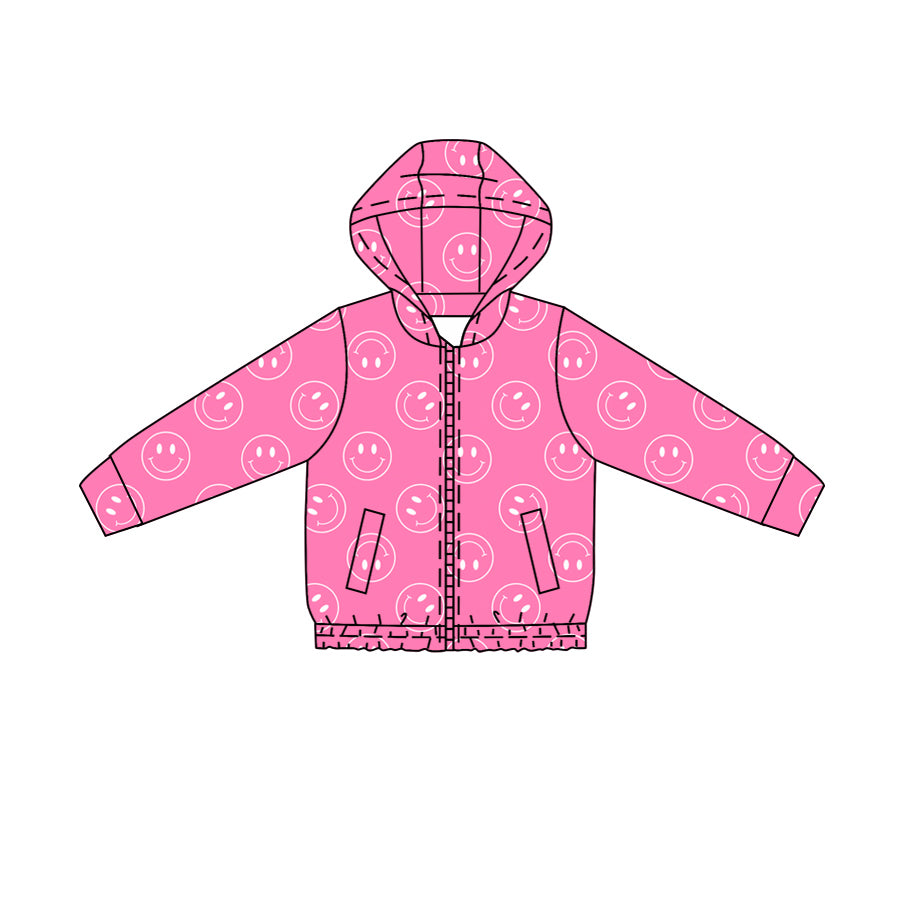 Smile face print kids girl long sleeve yoga hoodie top preorder
