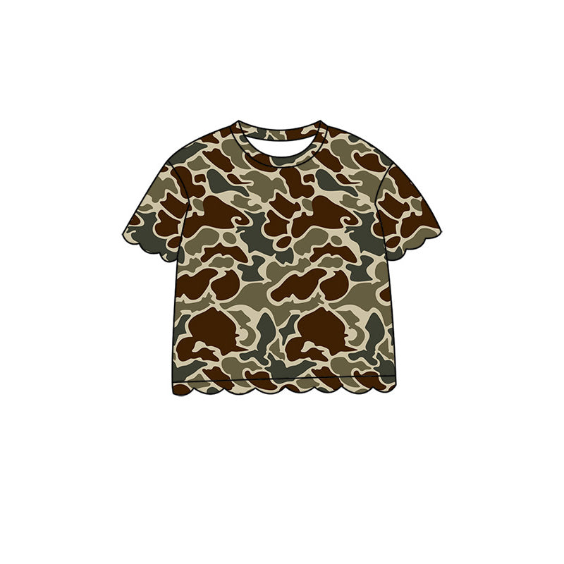 Brown camo girls short sleeve t-shirt top preorder