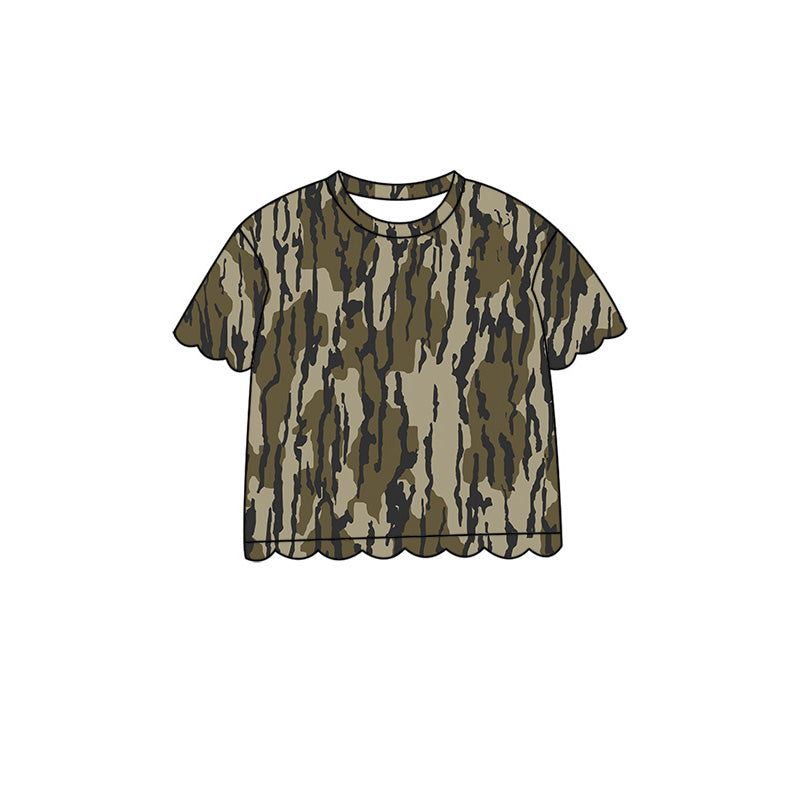 Camo print girls short sleeve t-shirt top preorder
