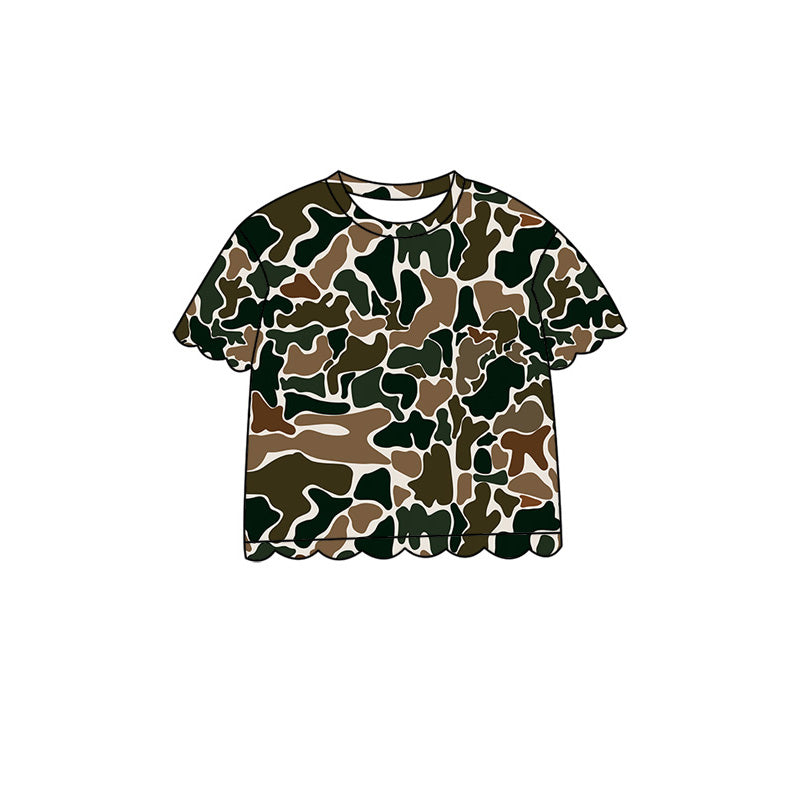 Green Camo print girls short sleeve t-shirt top preorder