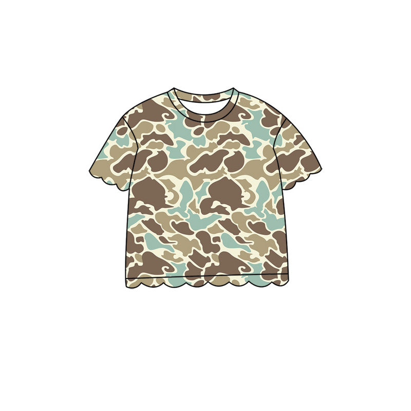 Khaki Camo print girls short sleeve t-shirt top preorder