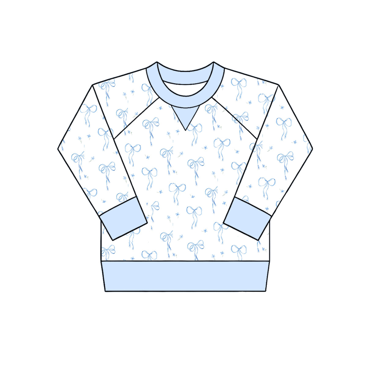 Blue Bow print girls long sleeve t-shirt top preorder