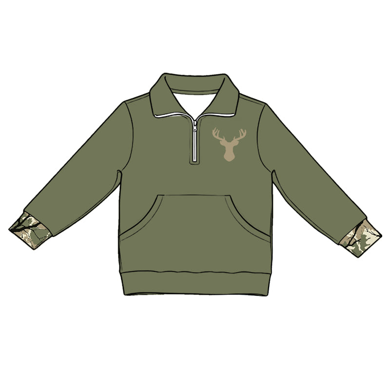 Deer print kids long sleeve pullover top preorder