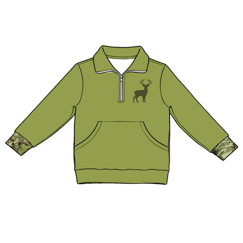 Deer print kids long sleeve pullover top preorder