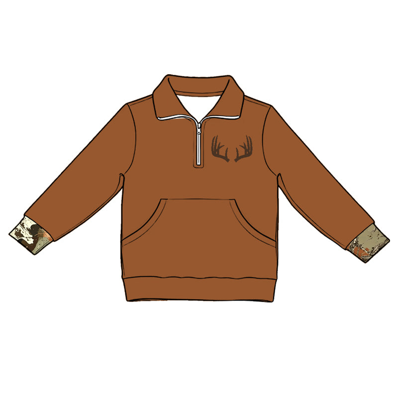 Deer print kids long sleeve pullover top preorder