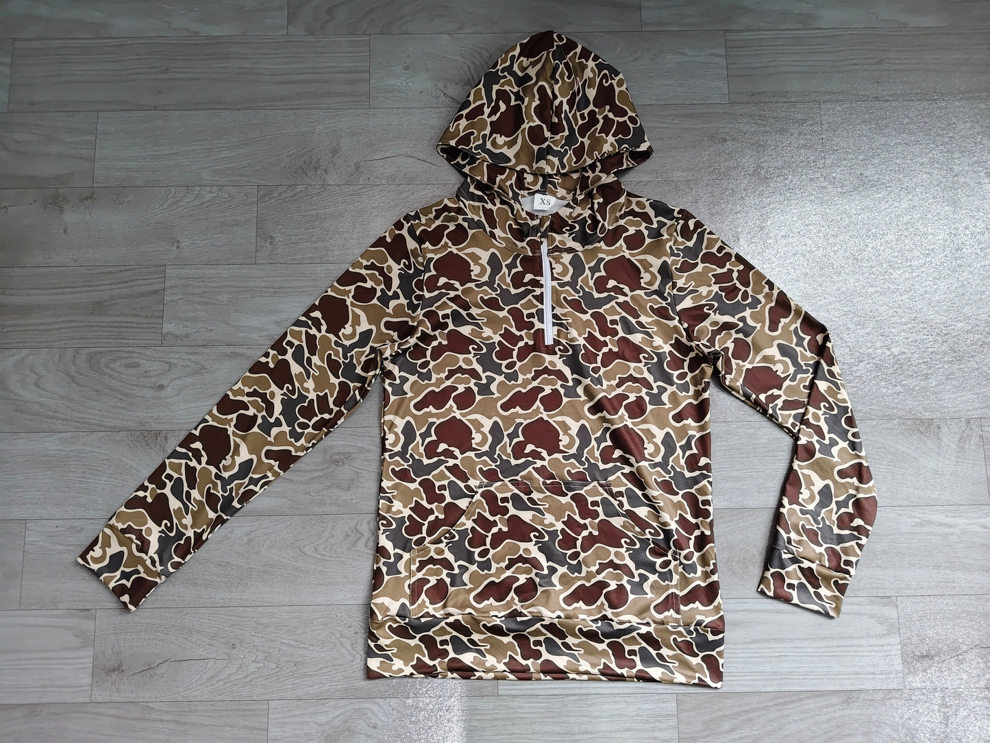 Adult women dark brown camo long sleeve hoodie top preorder
