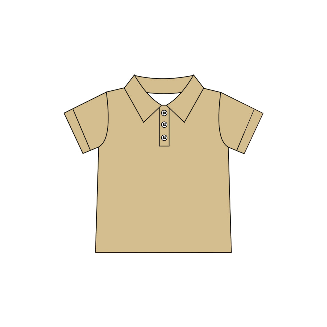 Khaki color kids boy short sleeve pullover top preorder