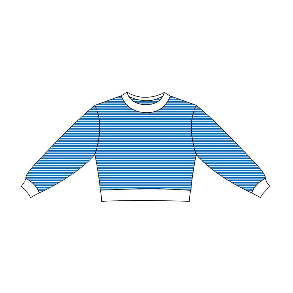 Blue stripes kids girls long sleevepullover yoga top preorder