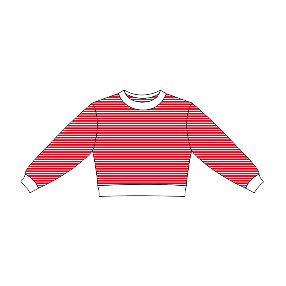 Red stripes kids girls long sleevepullover yoga top preorder