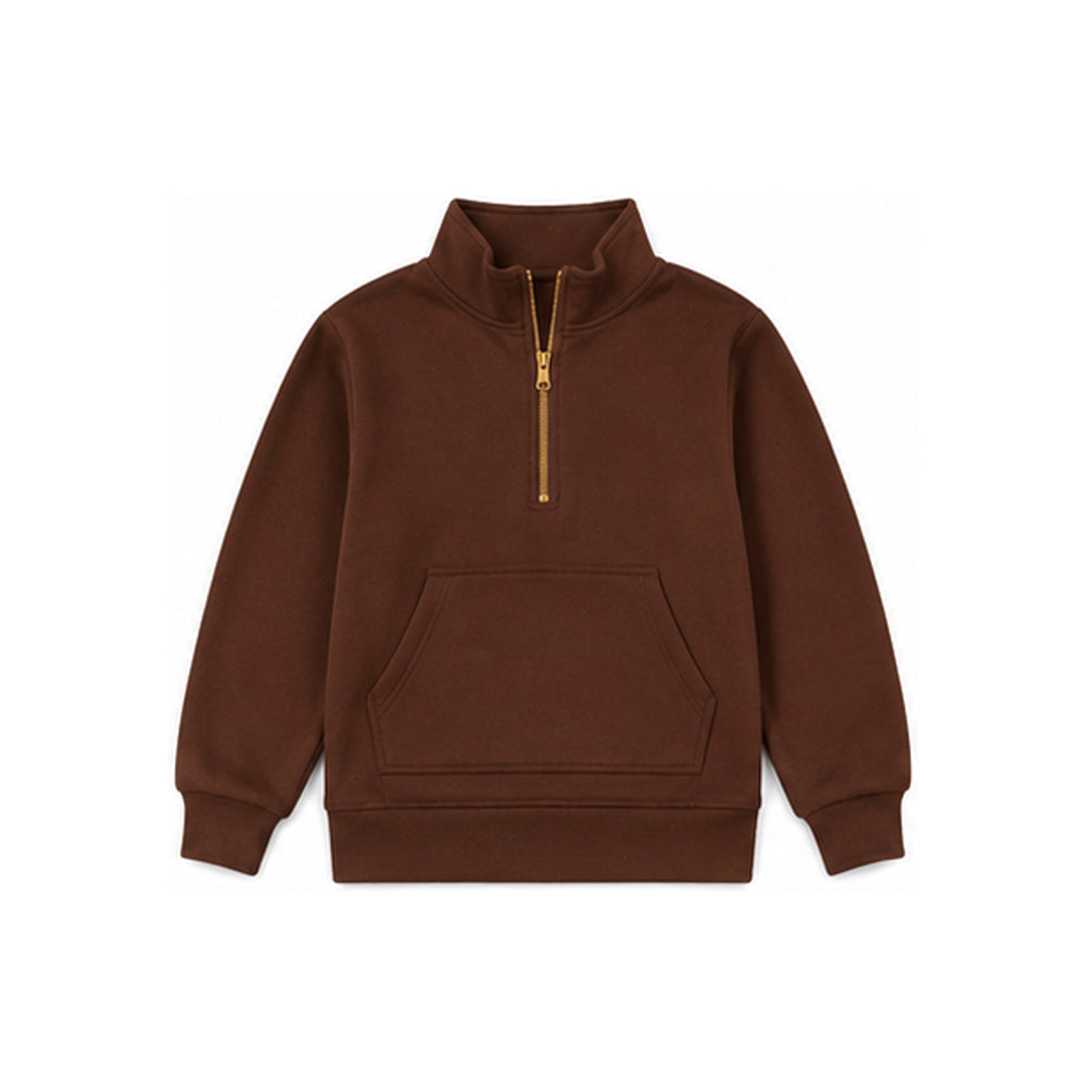 Brown color kids girls long sleeve zip sweatshirt top preorder