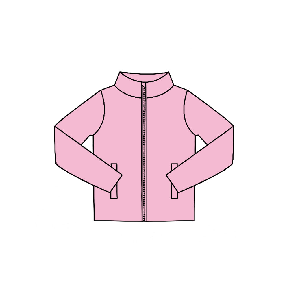 Pink color kids girls long sleeve yoga zip top preorder