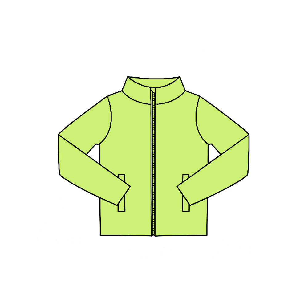 Lime green color kids girls long sleeve yoga zip top preorder