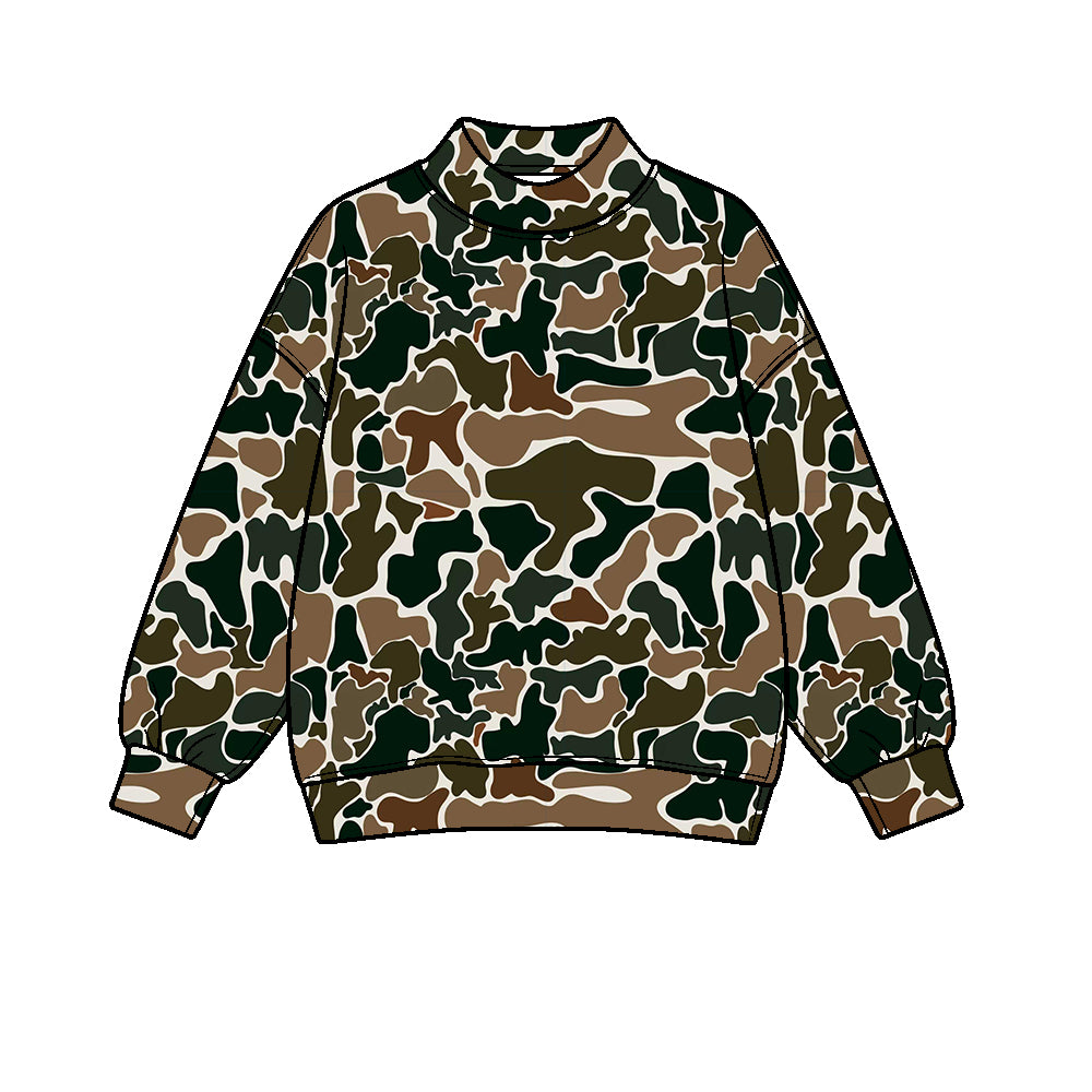 Adult women green camo long sleeve yoga pullover top preorder