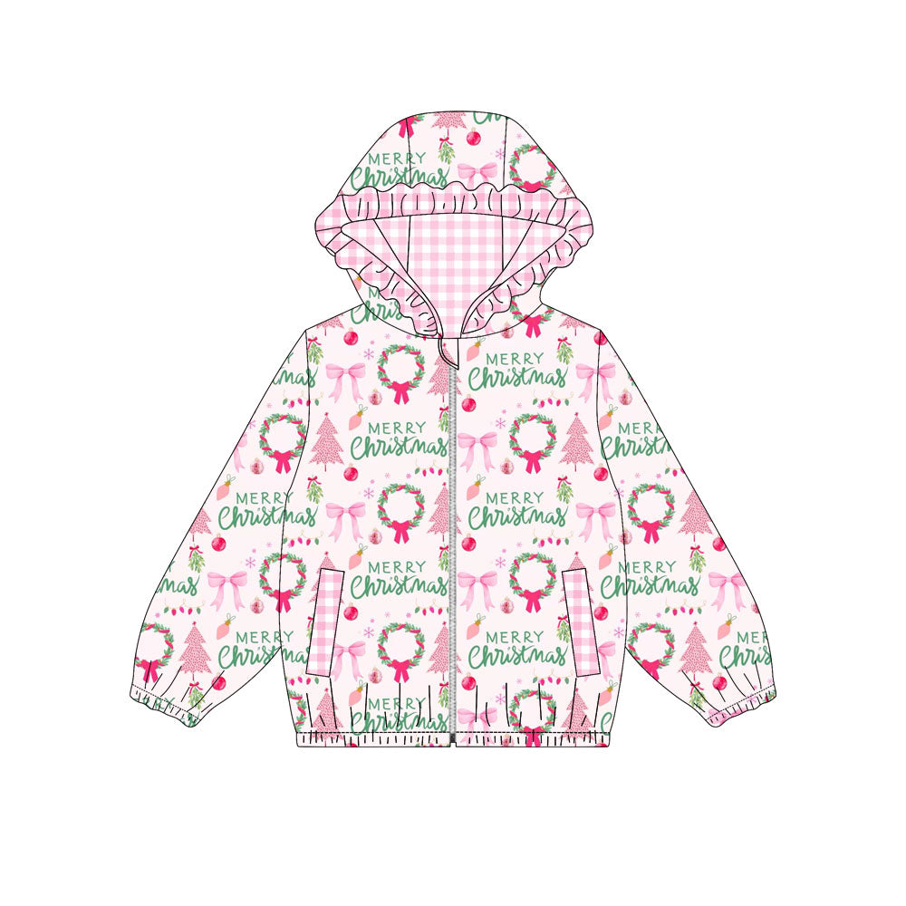 Merry christmas print kids girls long sleeve hoodie top preorder