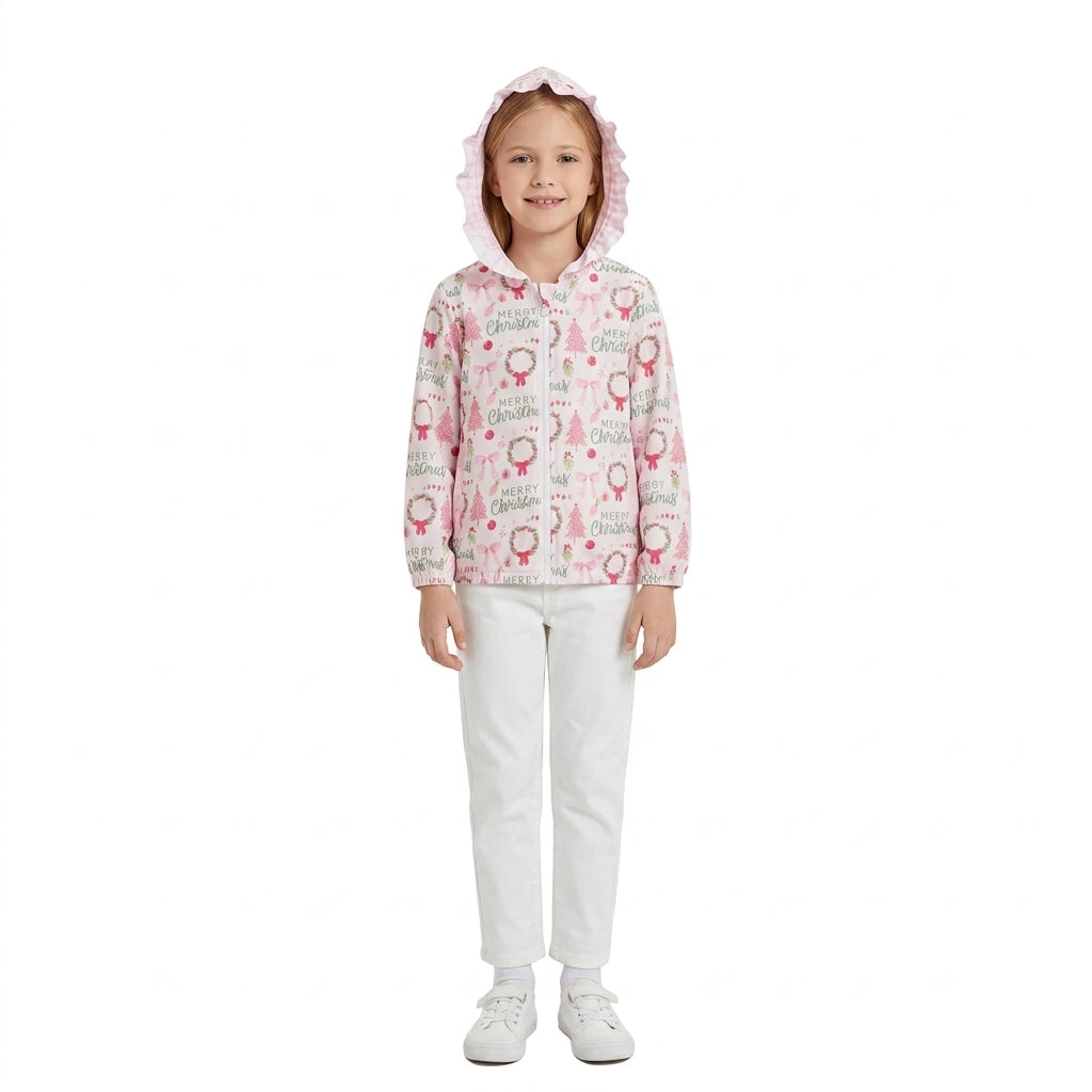Merry christmas print kids girls long sleeve hoodie top