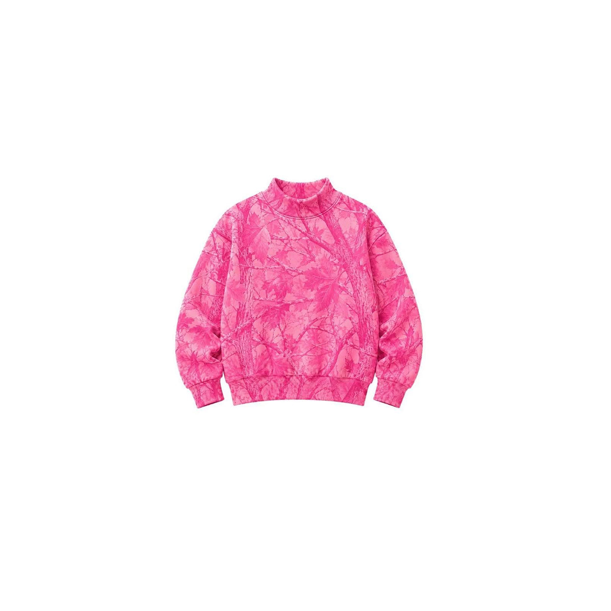 Hot pink leaves print kids girls long sleeve top preorder