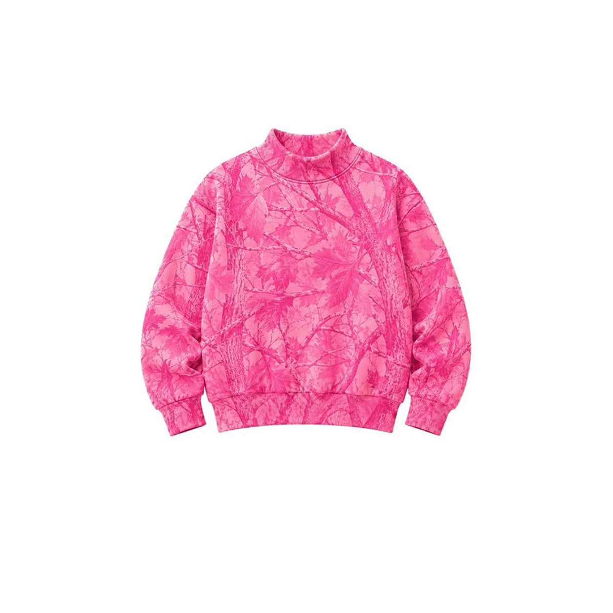 Adult women pink leaves long sleeve pullover top preorder