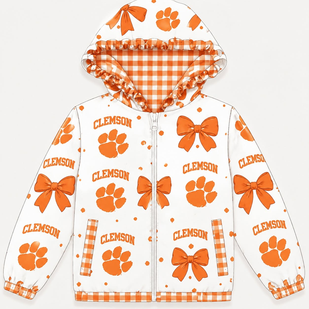 Clemson team print kids girls long sleeve hoodie top preorder