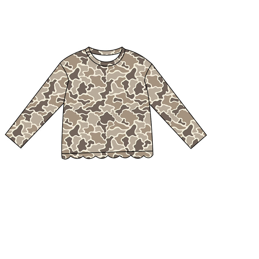 Light grey camo print kids boy long sleeve top preorder