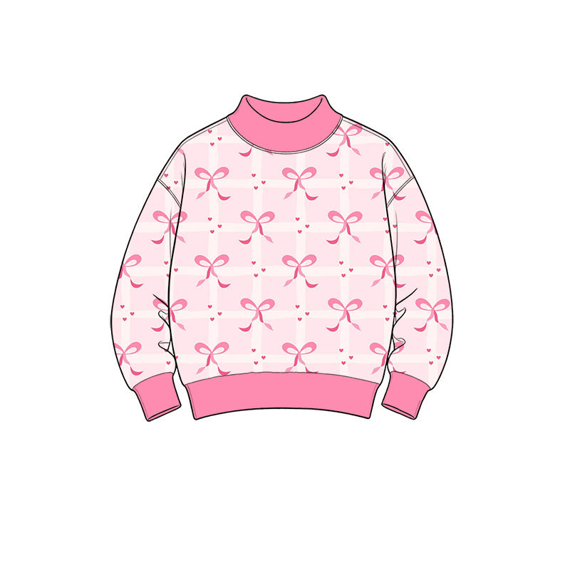 Valentines heart bow girls long sleeve pullover top preorder