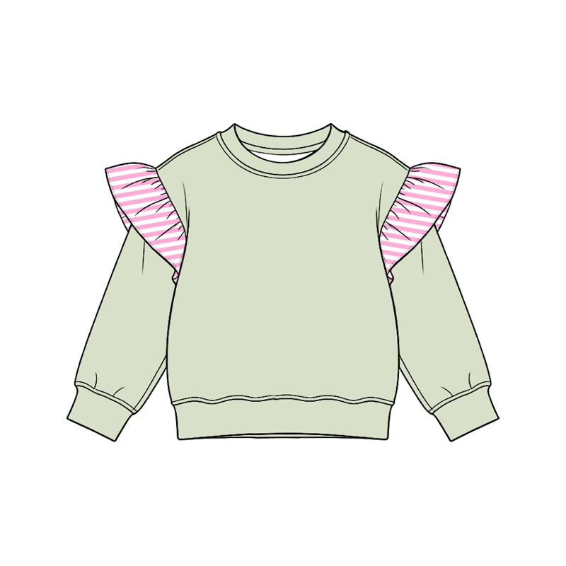 Pea green color girls long sleeve spring fall top preorder