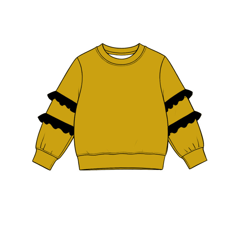 Gold black color girls long sleeve pullover top preorder