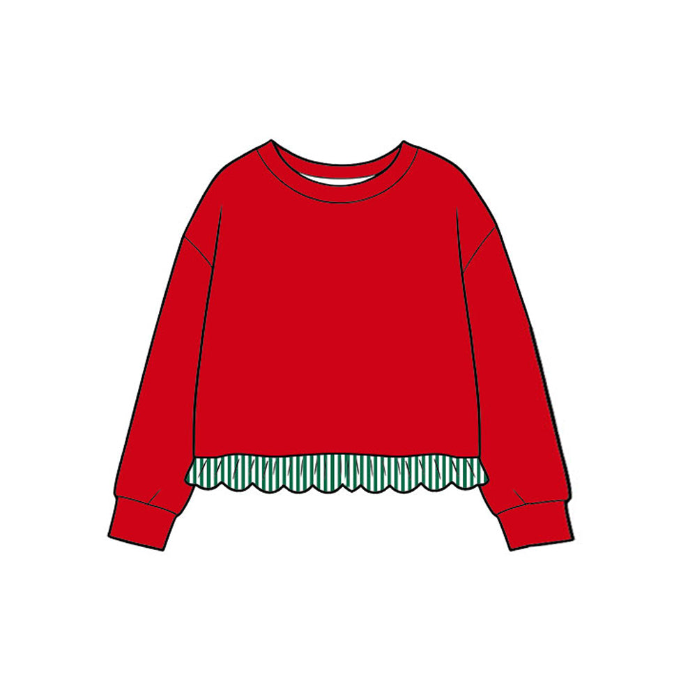 Christmas red color girls long sleeve top preorder