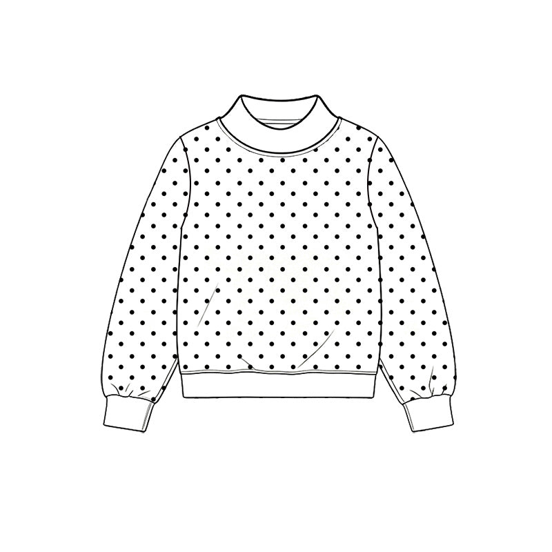 Adult women black dots print long sleeve pullover top preorder