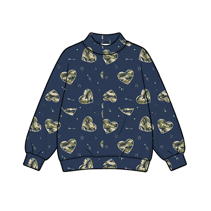 Camo heart kids girls long sleeve pullover top preorder