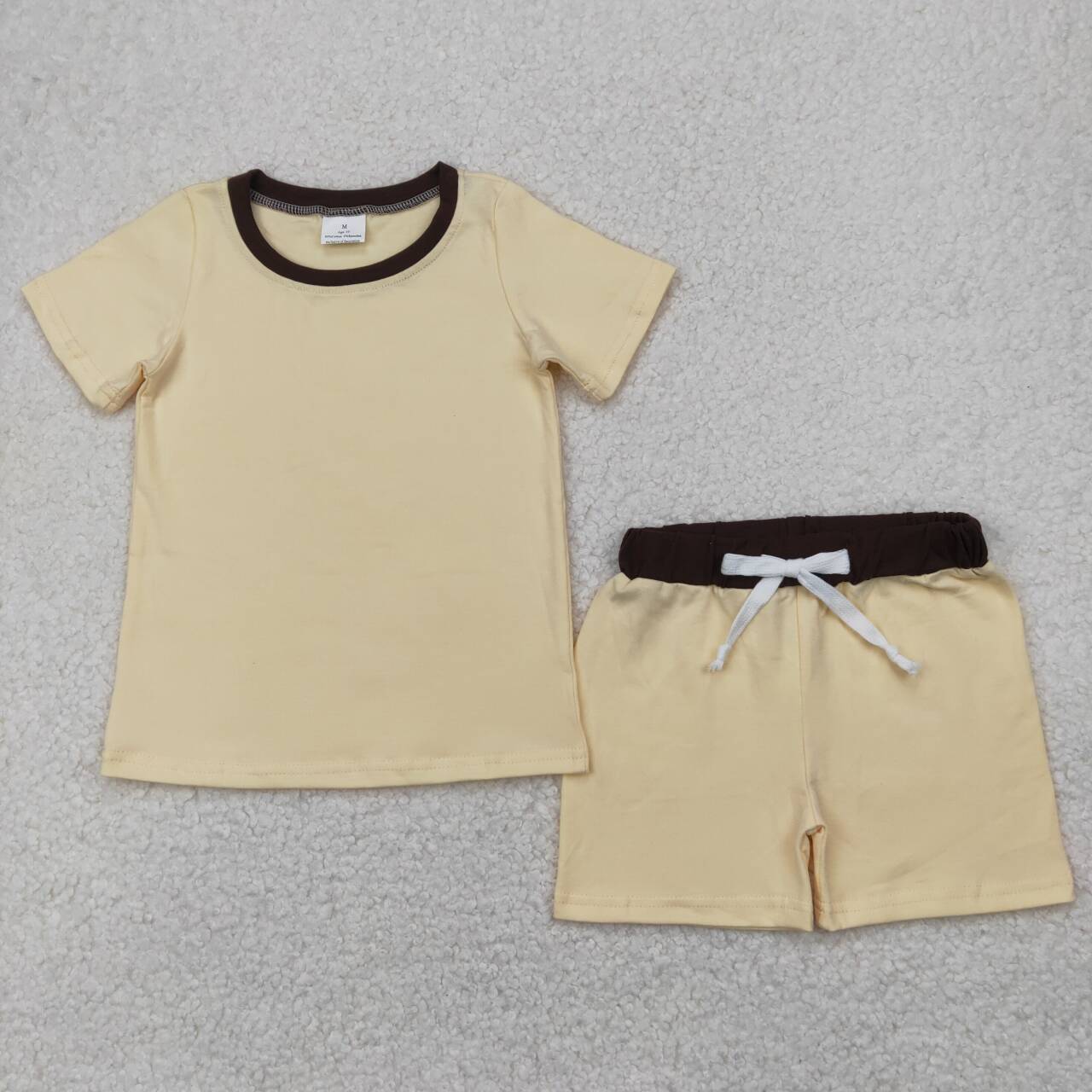 Baby boy cream top matching shorts summer outfit