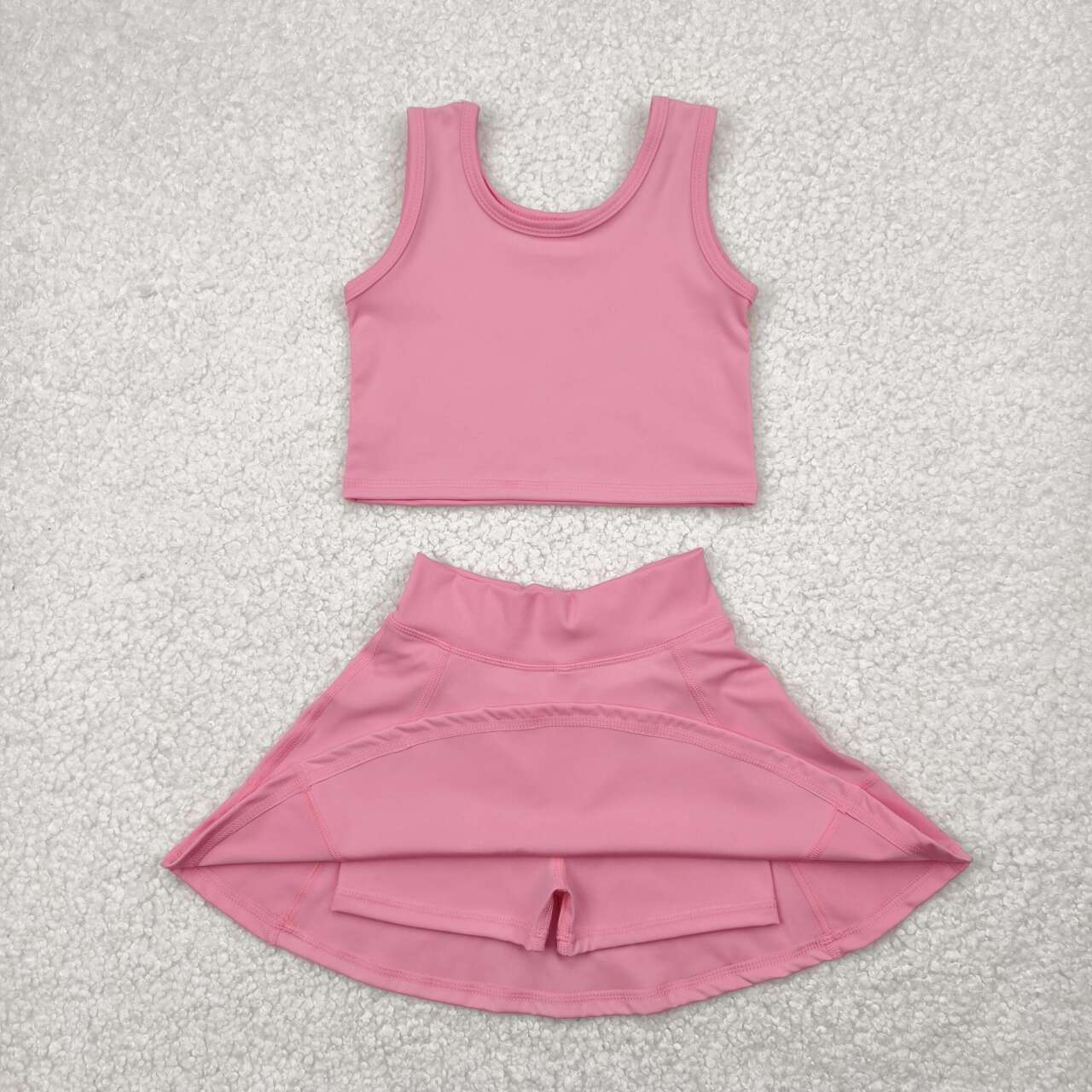 Baby girls dark pink active wear athletic summer yoga skirt outfit