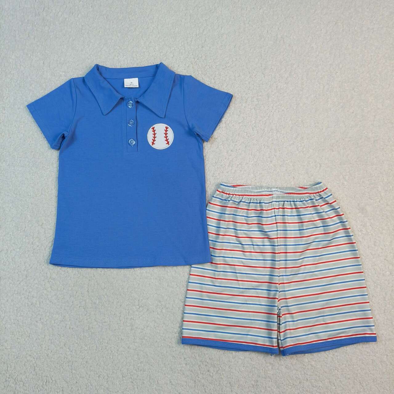 Embroidery Baseball top matching shorts toddle baby boy outfit
