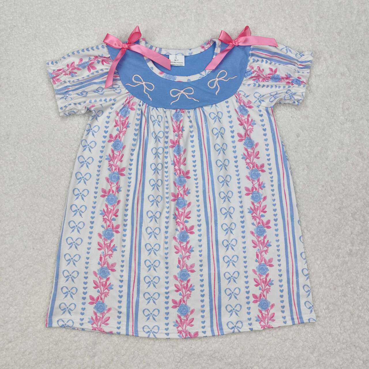 Toddle baby girl colorful embroidery bow boutique dress