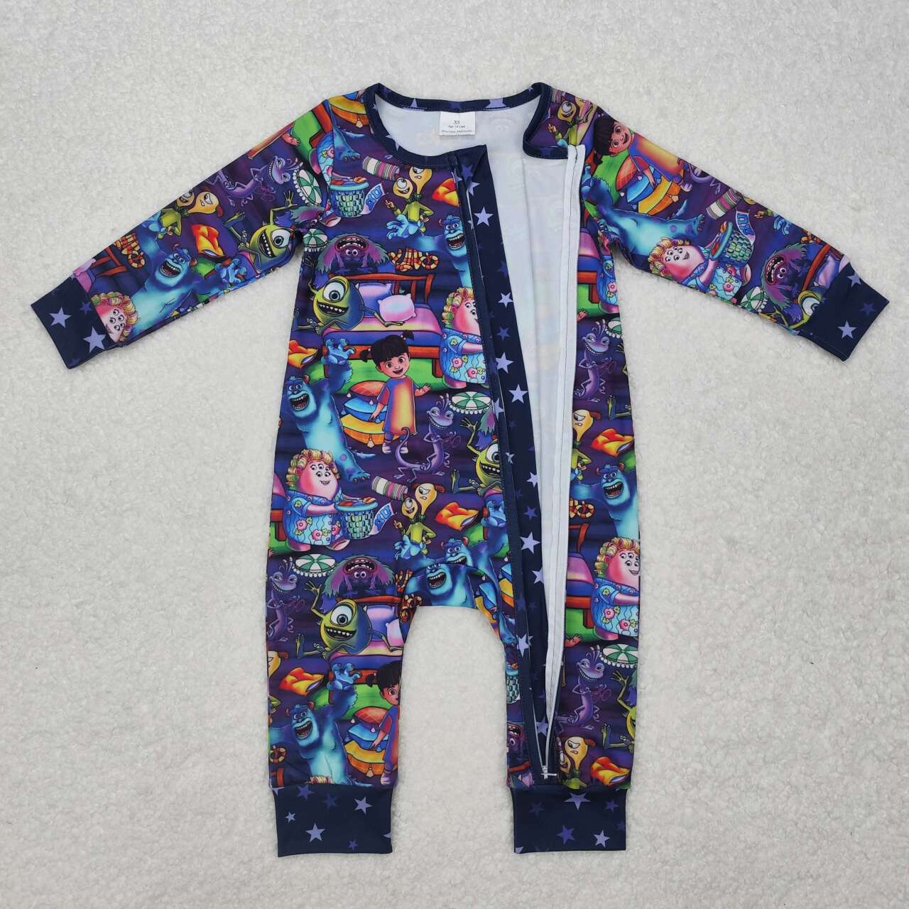 Baby boy long sleeve cartoon zip romper