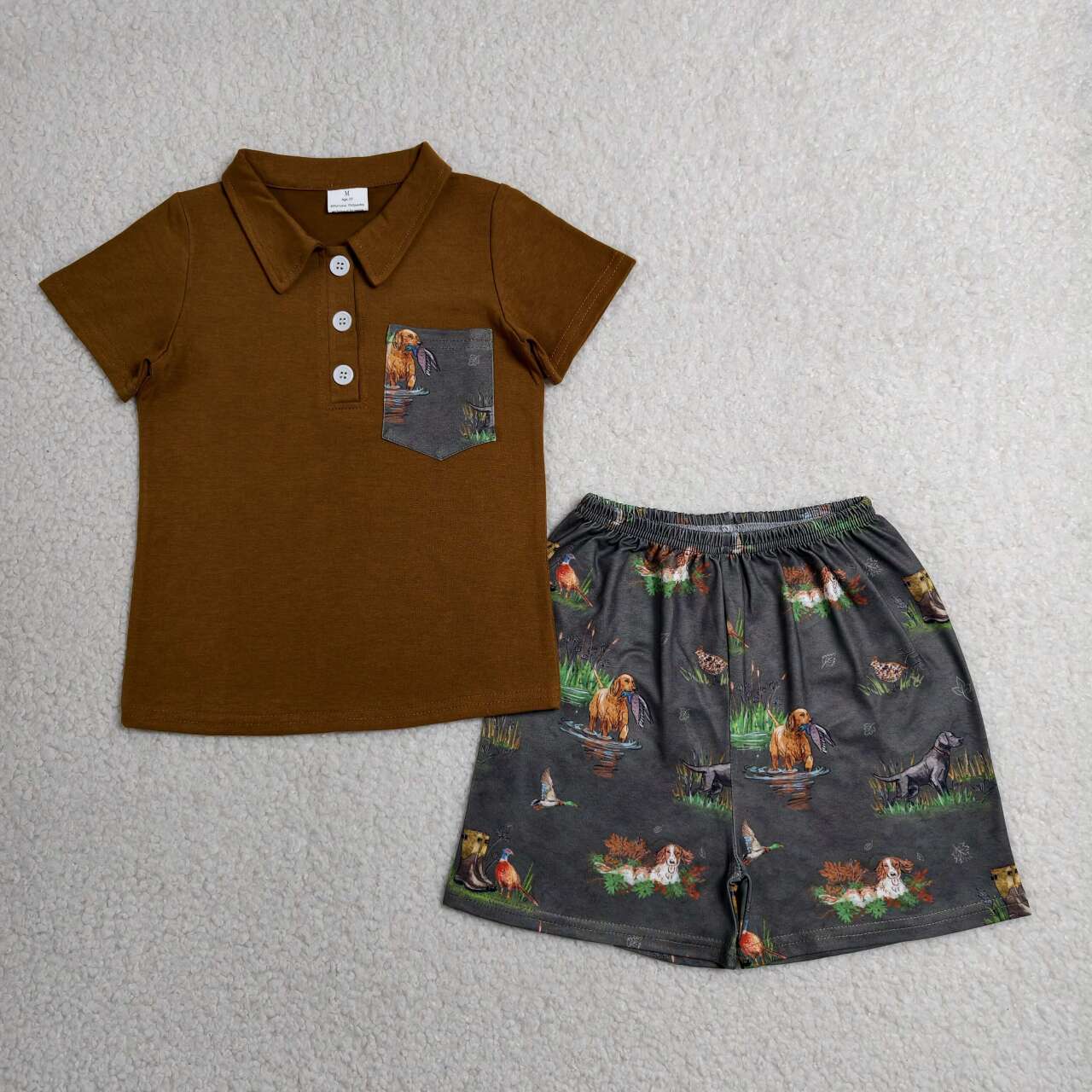 Duck dog top matching shorts toddle baby girl outfit