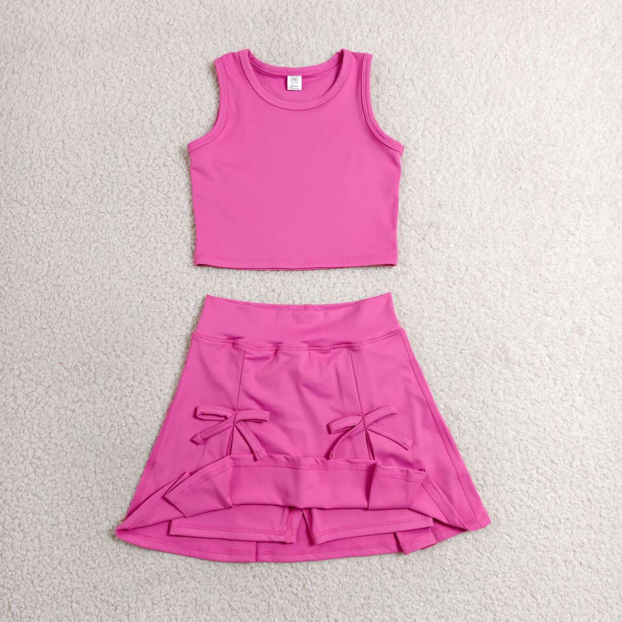 Hot pink tank top matching yoga skirts active wear outfit